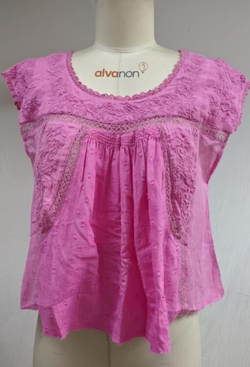 Anniston Embroidered Pink Top, Box of 17 pcs
